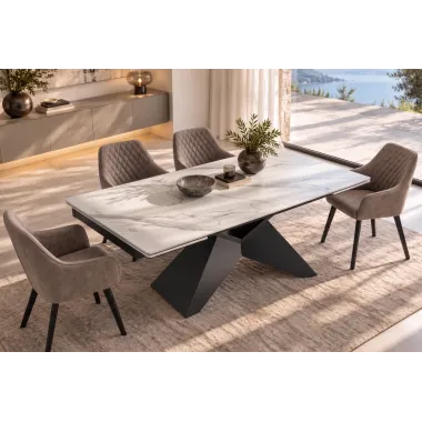 Invicta Stół DIAMOND blat ceramiczny optyka białego marmuru 180 - 260 x 77 x 90cm / 49271