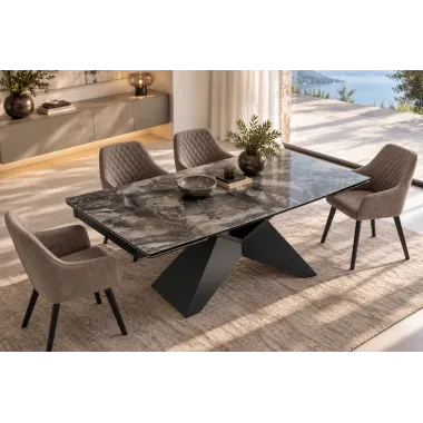 Invicta Stół DIAMOND blat ceramiczny optyka szarego marmuru 180 - 260 x 77 x 90cm / 49270