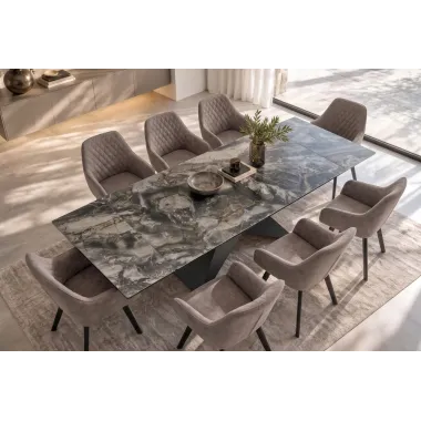 Invicta Stół DIAMOND blat ceramiczny optyka szarego marmuru 180 - 260 x 77 x 90cm / 49270