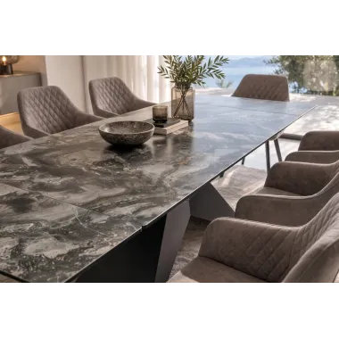 Invicta Stół DIAMOND blat ceramiczny optyka szarego marmuru 180 - 260 x 77 x 90cm / 49270