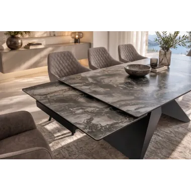 Invicta Stół DIAMOND blat ceramiczny optyka szarego marmuru 180 - 260 x 77 x 90cm / 49270