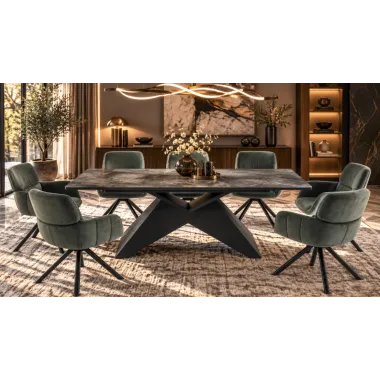 Invicta Stół DIAMOND blat ceramiczny optyka szarego marmuru 180 - 260 x 77 x 90cm / 49270