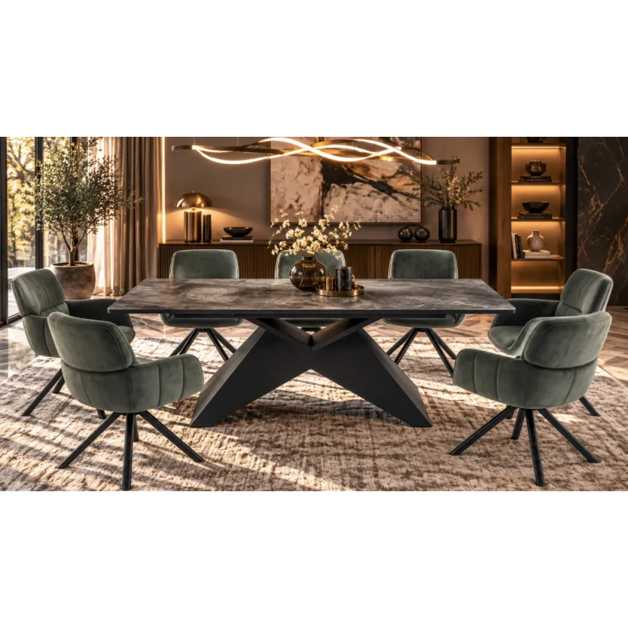 Invicta Stół DIAMOND blat ceramiczny optyka szarego marmuru 180 - 260 x 77 x 90cm / 49270