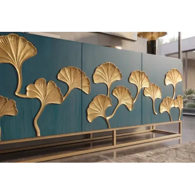 Invicta Komoda GINKGO 3D GOLD turkusowe mango 160 x 75 x 38cm / 49494