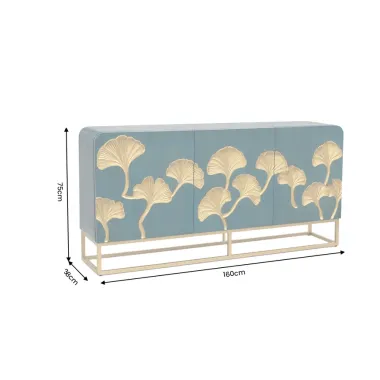 Invicta Komoda GINKGO 3D GOLD turkusowe mango 160 x 75 x 38cm / 49494