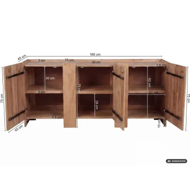 Wohnling Komoda MAMMUT ACACIA NATURA 165 x 75 x 45cm / WL7.909