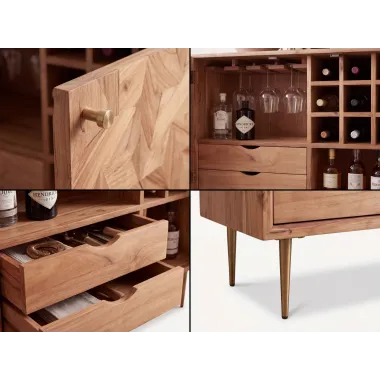 Wohnling Komoda na wino MYSTIC LIVING akacja 90 x 78 x 45cm / WL7.441