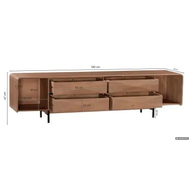 Wohnling Szafka TV LUNARA DUE naturalne mango 180 x 47 x 40cm / WL7.916