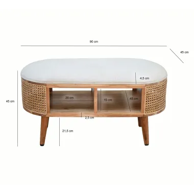Wohnling Ławka WIENER z plecionką wiedeńską 90 x 45 x 45cm / WL7.439