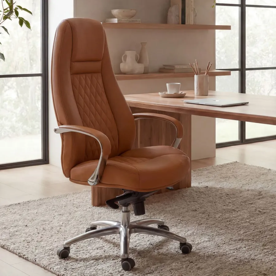 Amstyle Fotel biurowy MONTEREY X-XL skórzany karmel 67cm / SPM1.296