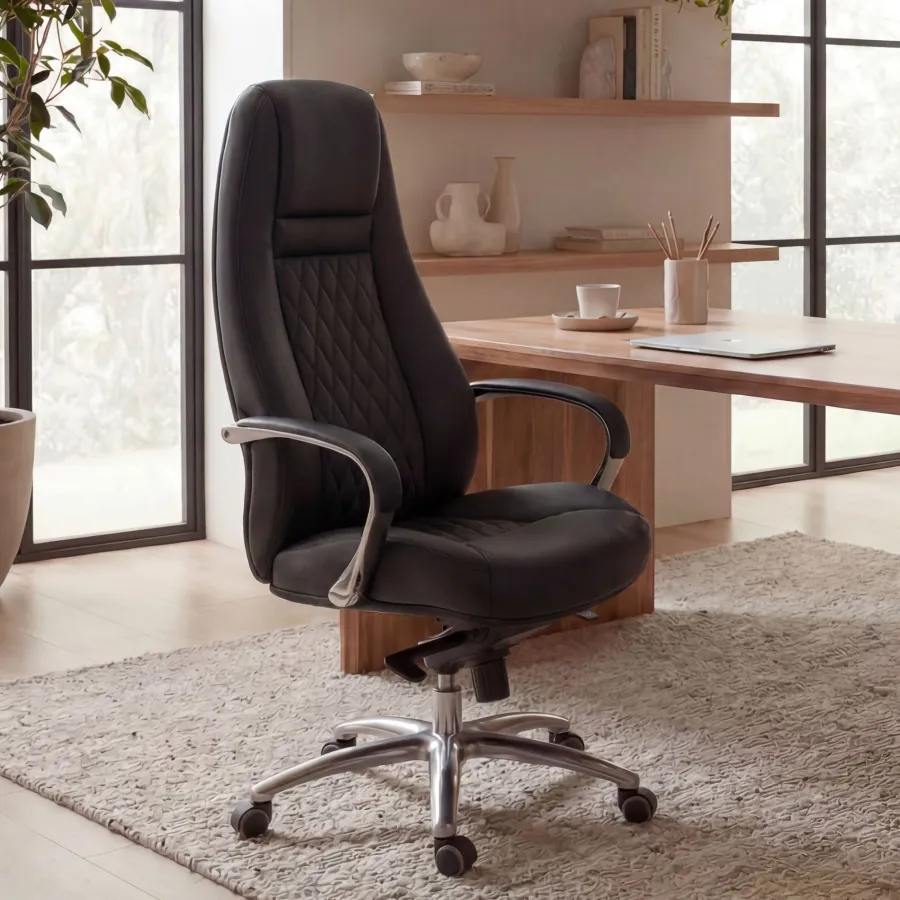 Amstyle Fotel biurowy MONTEREY X-XL skórzany czarny 67cm / SPM1.295
