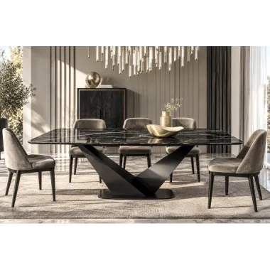 CamelGroup Włoski Stół KRYSTAL CERAMIC TOP THUNDER NIGHT 239 x 75.5 x 110cm / 155TAV.54CE