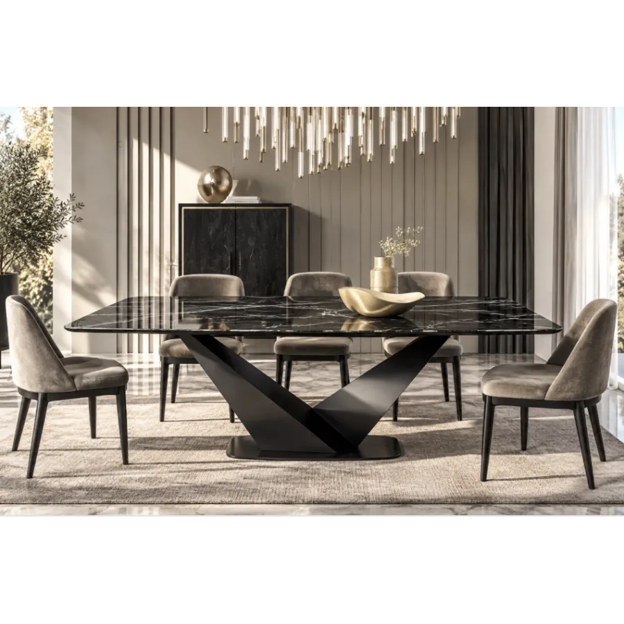 CamelGroup Włoski Stół KRYSTAL CERAMIC TOP THUNDER NIGHT 239 x 75.5 x 110cm / 155TAV.54CE