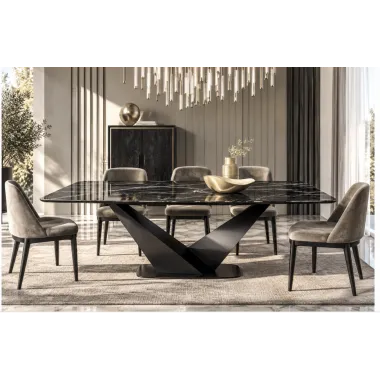 CamelGroup Włoski Stół KRYSTAL CERAMIC TOP THUNDER NIGHT 198 x 75.5 x 100cm / 155TAV.55CE