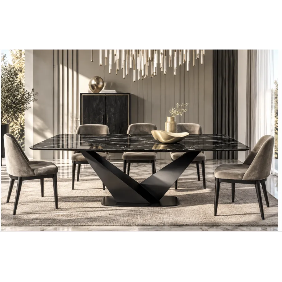 CamelGroup Włoski Stół KRYSTAL CERAMIC TOP THUNDER NIGHT 198 x 75.5 x 100cm / 155TAV.55CE