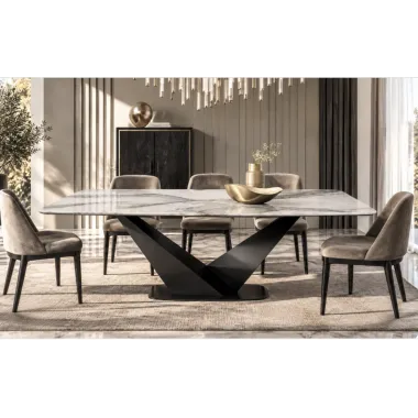 CamelGroup Włoski Stół KRYSTAL CERAMIC TOP CALACATTA GOLD 239 x 75.5 x 110cm / 155TAV.22CE