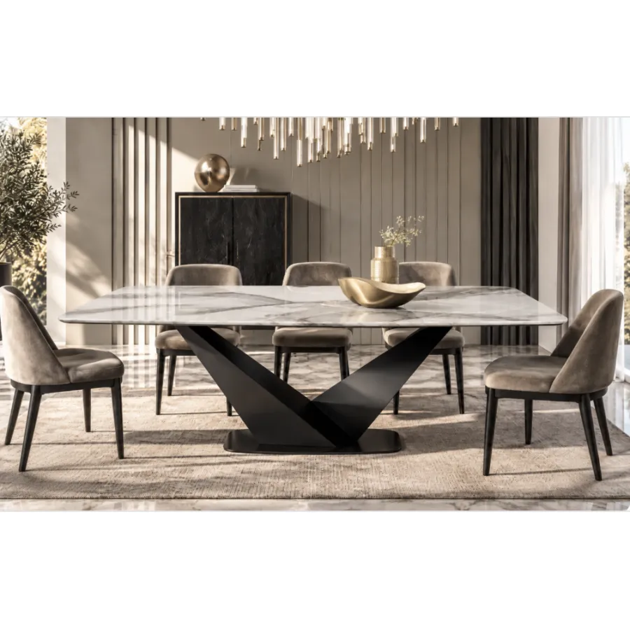CamelGroup Włoski Stół KRYSTAL CERAMIC TOP CALACATTA GOLD 239 x 75.5 x 110cm / 155TAV.22CE