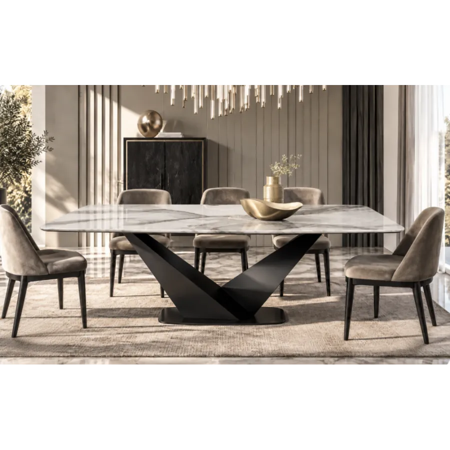 CamelGroup Włoski Stół KRYSTAL CERAMIC TOP CALACATTA GOLD 198 x 75.5 x 100cm / 155TAV.23CE