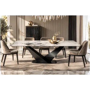 CamelGroup Włoski Stół KRYSTAL CERAMIC TOP ORIGINES ARGENT 198 x 75.5 x 100cm / 155TAV.47CE