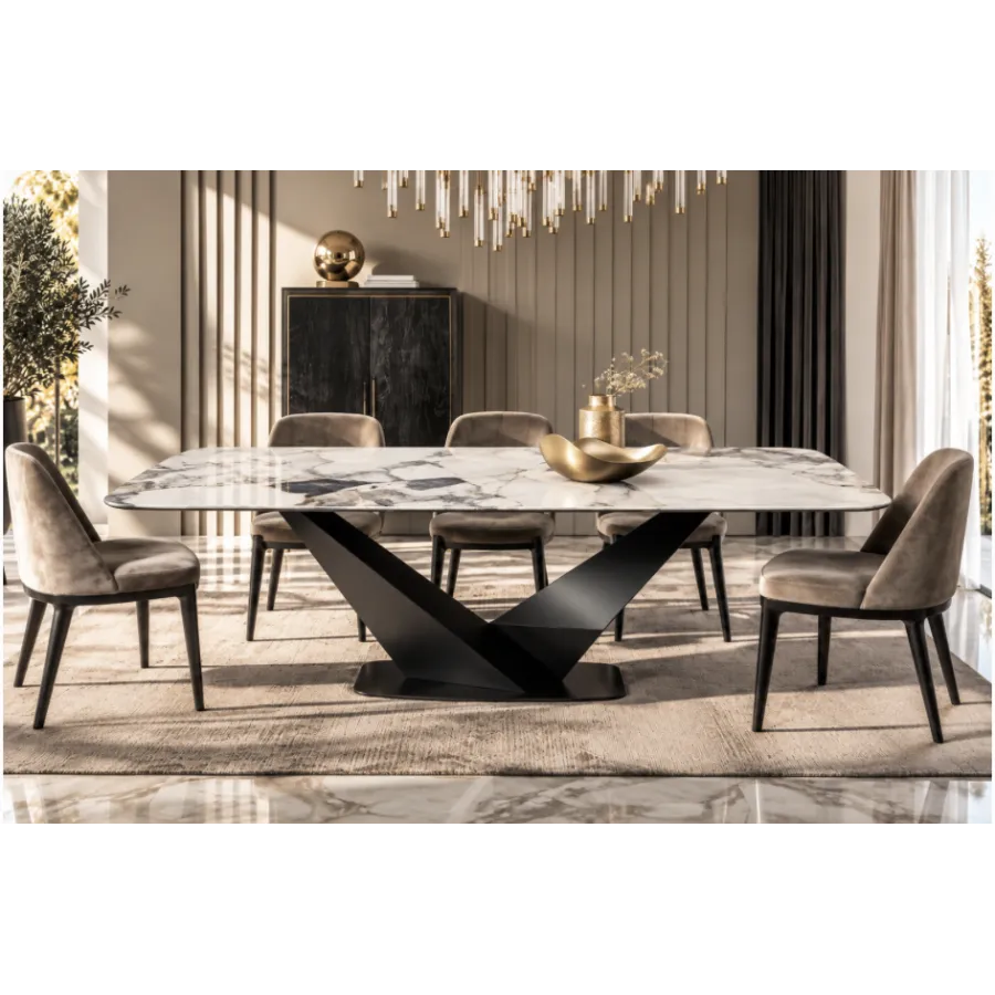 CamelGroup Włoski Stół KRYSTAL CERAMIC TOP ORIGINES ARGENT 198 x 75.5 x 100cm / 155TAV.47CE