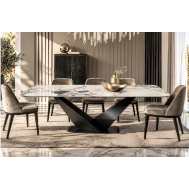 CamelGroup Włoski Stół KRYSTAL CERAMIC TOP ORIGINES ARGENT 239 x 75.5 x 110cm / 155TAV.46CE