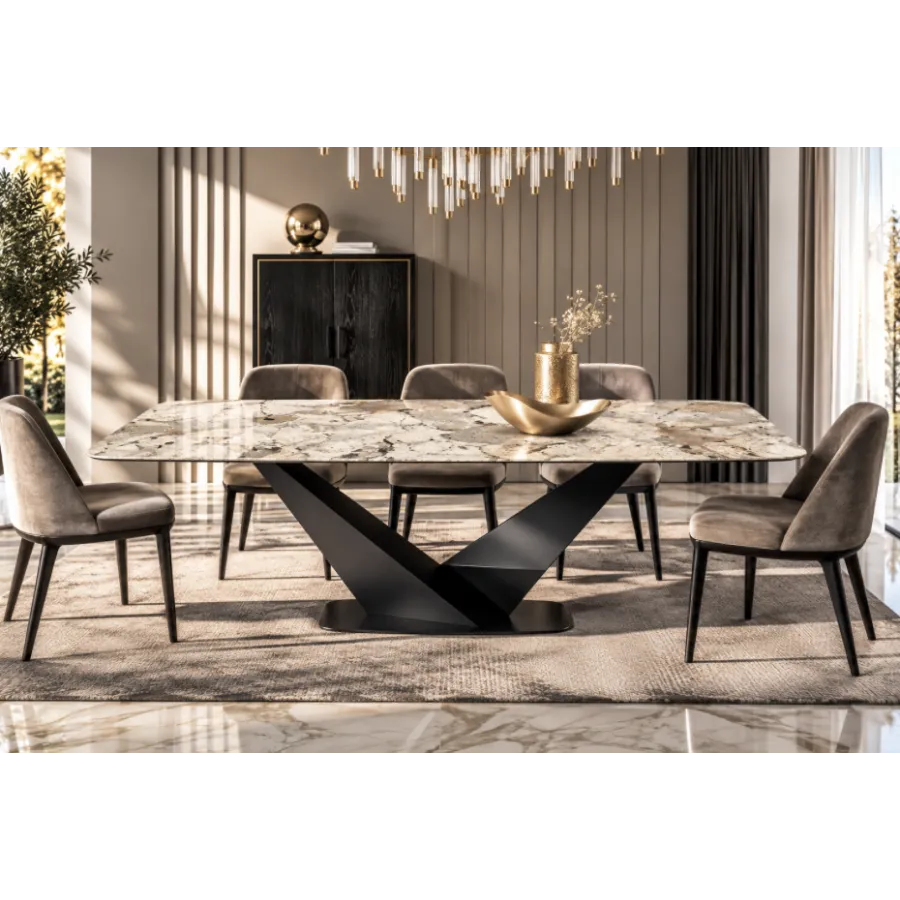 CamelGroup Włoski Stół KRYSTAL CERAMIC TOP TUNDRA 198 x 75.5 x 100cm / 155TAV.31CE