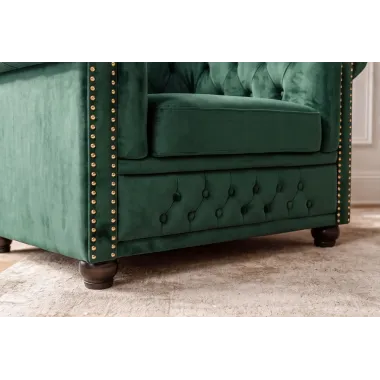 Invicta Fotel CHESTERFIELD zielony aksamit 110 x 65 x 88cm / 49285