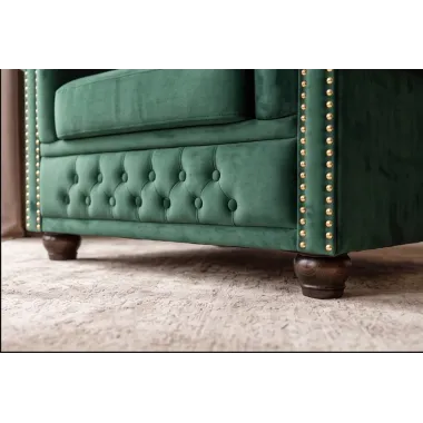 Invicta Fotel CHESTERFIELD zielony aksamit 110 x 65 x 88cm / 49285