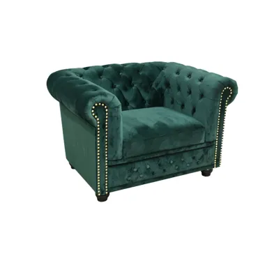 Invicta Fotel CHESTERFIELD zielony aksamit 110 x 65 x 88cm / 49285