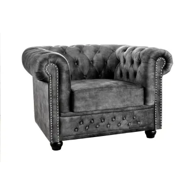 Invicta Fotel CHESTERFIELD szary aksamit 110 x 65 x 88cm / 44430