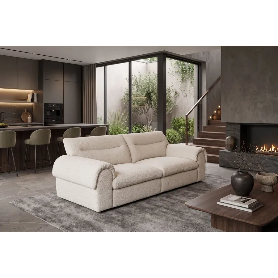 Invicta SIXTH SENSE Sofa 4 osobowa beżowe bouclé 245 x 92 x 105cm / 48574