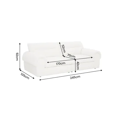 Invicta SIXTH SENSE Sofa 4 osobowa beżowe bouclé 245 x 92 x 105cm / 48574