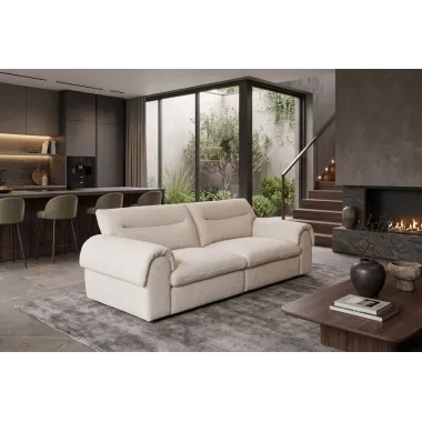 Invicta SIXTH SENSE Sofa 3 osobowa beżowe bouclé 215 x 92 x 105cm / 48575
