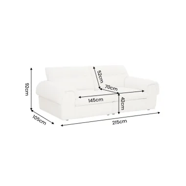 Invicta SIXTH SENSE Sofa 3 osobowa beżowe bouclé 215 x 92 x 105cm / 48575
