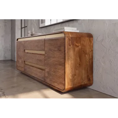 Invicta Komoda MONZA ryflowane fronty brązowe mango 180 x 70 x 38cm / 48834