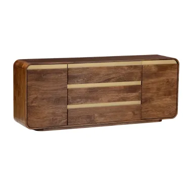 Invicta Komoda MONZA ryflowane fronty brązowe mango 180 x 70 x 38cm / 48834
