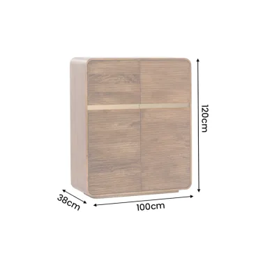 Invicta Komoda wysoka MONZA ryflowane fronty brązowe mango 100 x 120 x 38cm / 48836