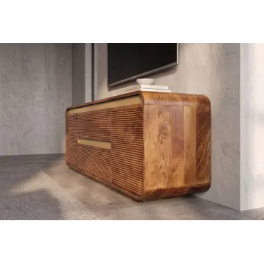 Invicta Szafka TV MONZA ryflowane fronty brązowe mango 160 x 53 x 38cm / 48835