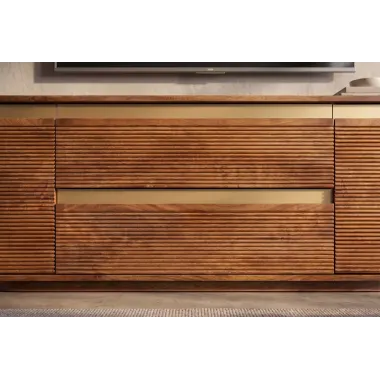 Invicta Szafka TV MONZA ryflowane fronty brązowe mango 160 x 53 x 38cm / 48835