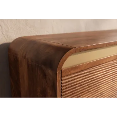 Invicta Szafka TV MONZA ryflowane fronty brązowe mango 160 x 53 x 38cm / 48835