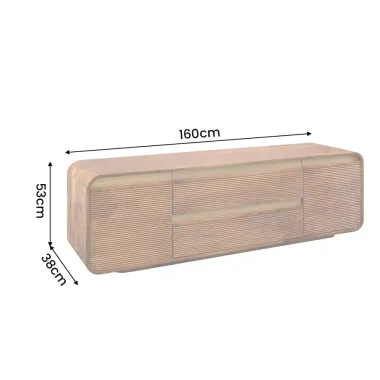 Invicta Szafka TV MONZA ryflowane fronty brązowe mango 160 x 53 x 38cm / 48835