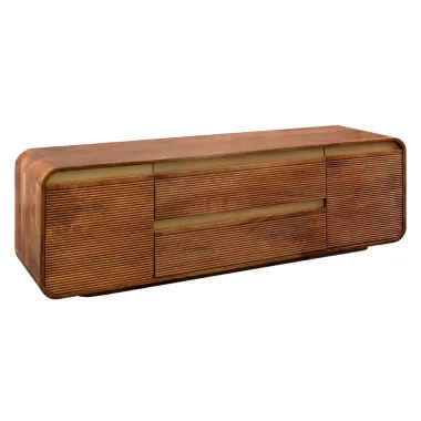 Invicta Szafka TV MONZA ryflowane fronty brązowe mango 160 x 53 x 38cm / 48835