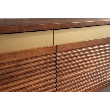 Invicta Szafka TV wisząca MONZA ryflowane fronty brązowe mango 160 x 29 x 33cm / 48837