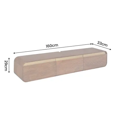 Invicta Szafka TV wisząca MONZA ryflowane fronty brązowe mango 160 x 29 x 33cm / 48837