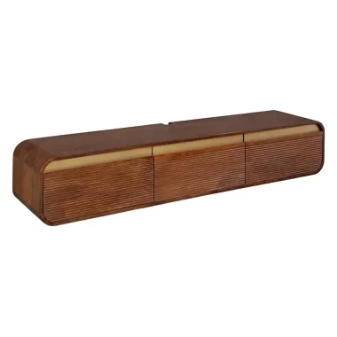 Invicta Szafka TV wisząca MONZA ryflowane fronty brązowe mango 160 x 29 x 33cm / 48837