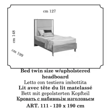FUTURA Włoskie Łóżko Twin size tapicerowany zagłówek kat. E 127 x 148 x 199cm / FutŁóżETwinS