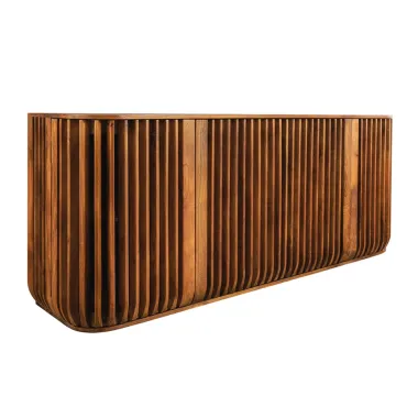 Invicta Komoda SCULPTURA front z pionowych listew brązowe mango 170 x 75 x 45cm / 49269
