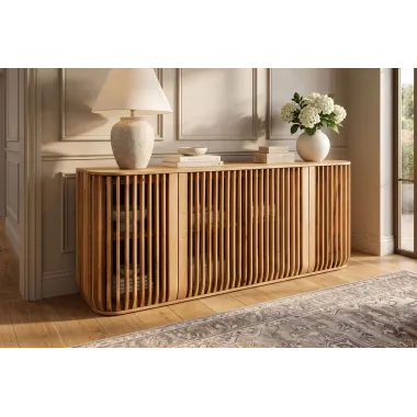 Invicta Komoda SCULPTURA front z pionowych listew naturalne mango 170 x 75 x 45cm / 49268