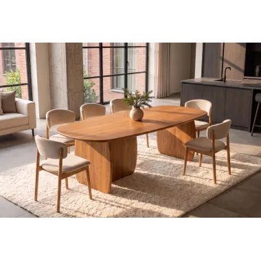 Invicta Stół do jadalni SCULPTURA brązowa akacja oval 240 x 76 x 119cm / 49259
