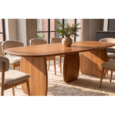 Invicta Stół do jadalni SCULPTURA brązowa akacja oval 240 x 76 x 119cm / 49259